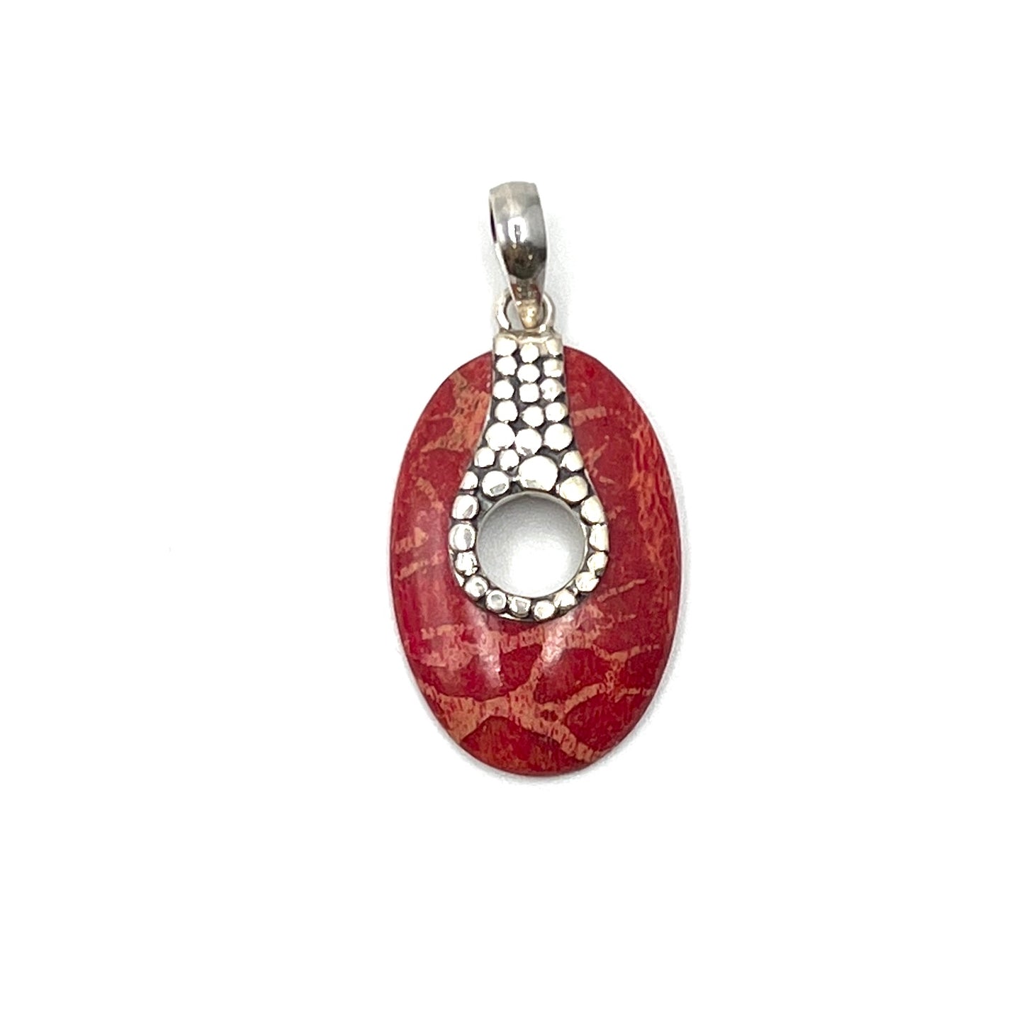 Sterling Silver Red Coral Beaded Pendants