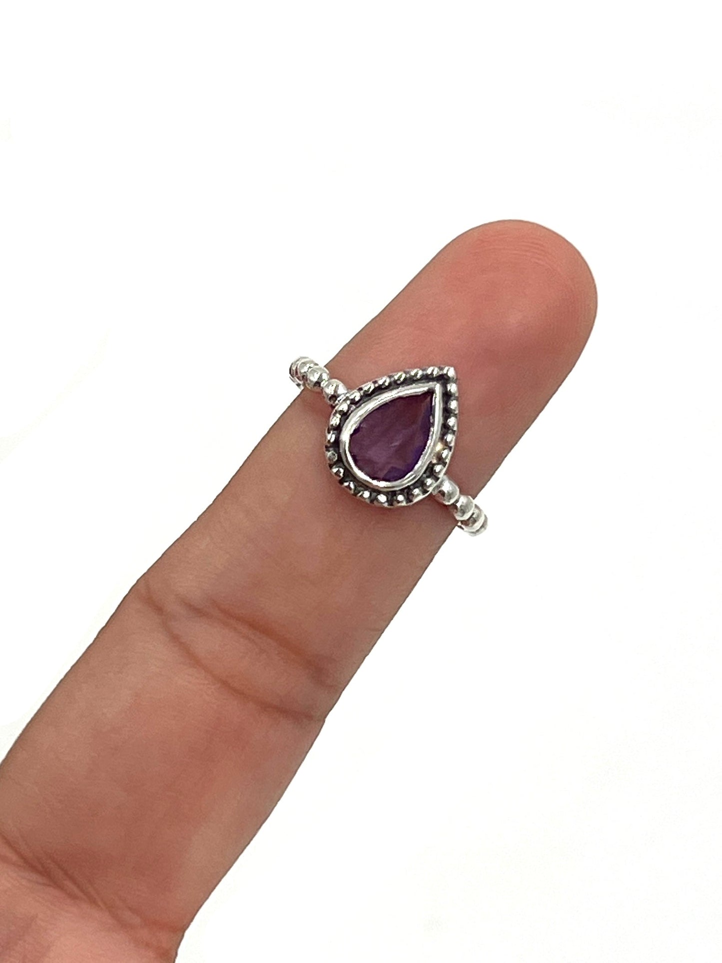 Teardrop Gemstone Beaded Ring