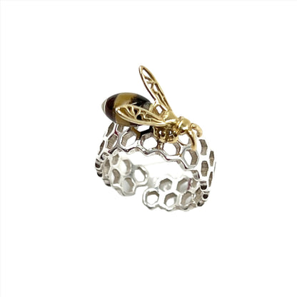 Amber Honey Comb Rings
