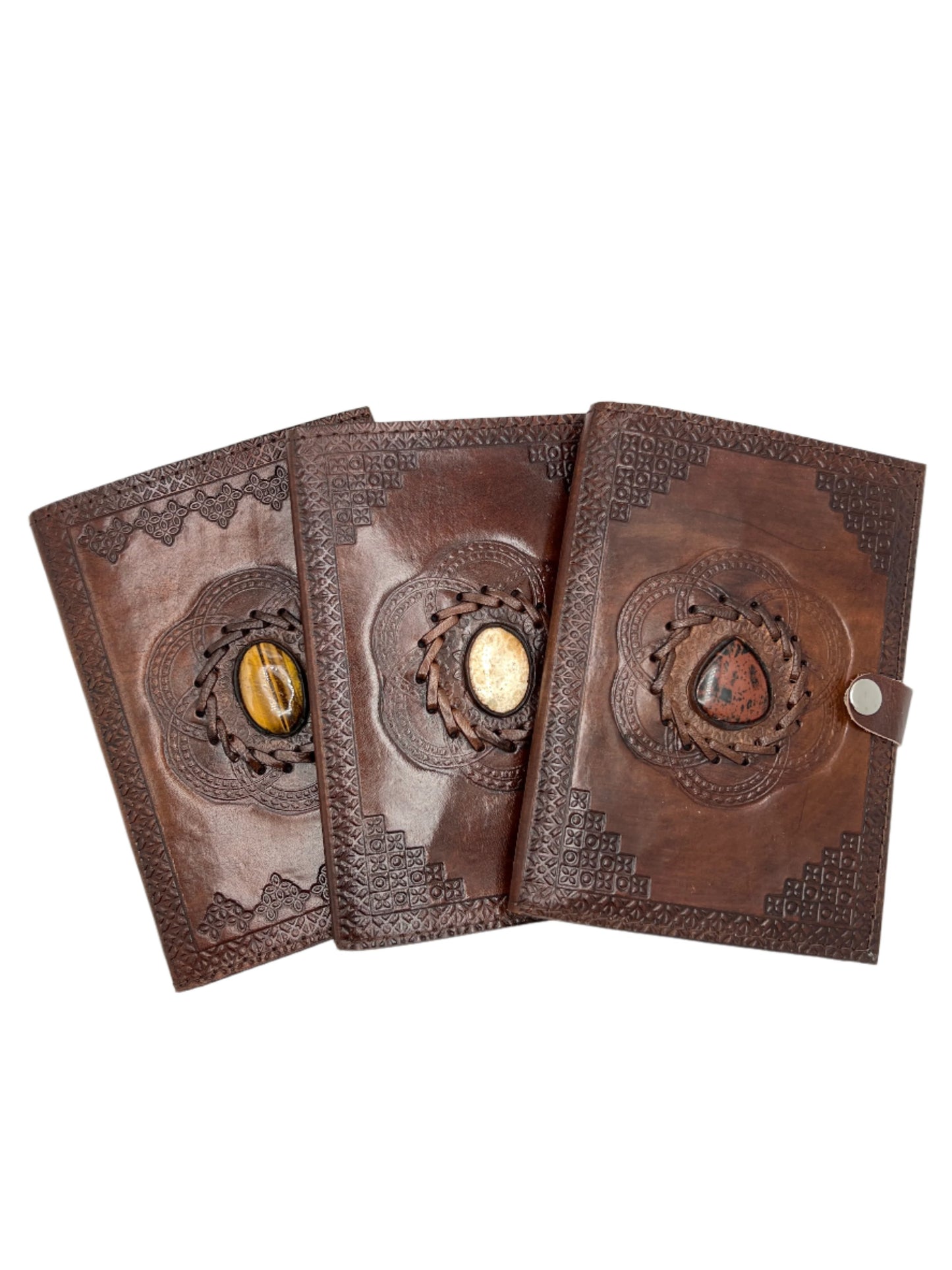 Camel Leather Gemstone Journal | Lotus | 7" x 5" x 1/2"