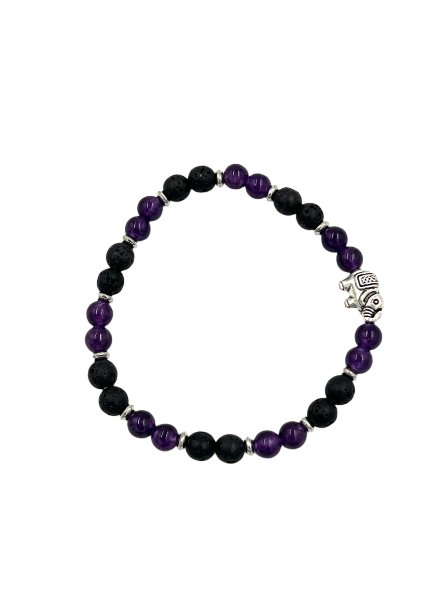 Amethyst & Lava Stone Stretchy Bracelets