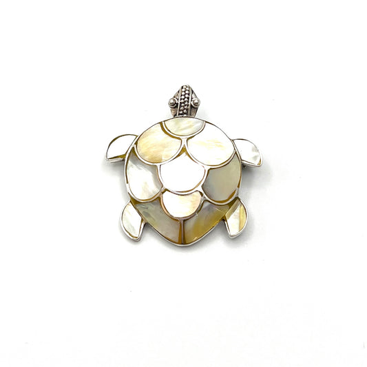 Sterling Silver Mother of Pearl Seaturtle Pendant/Brooch