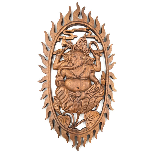Ganesh Flame Panel Carving