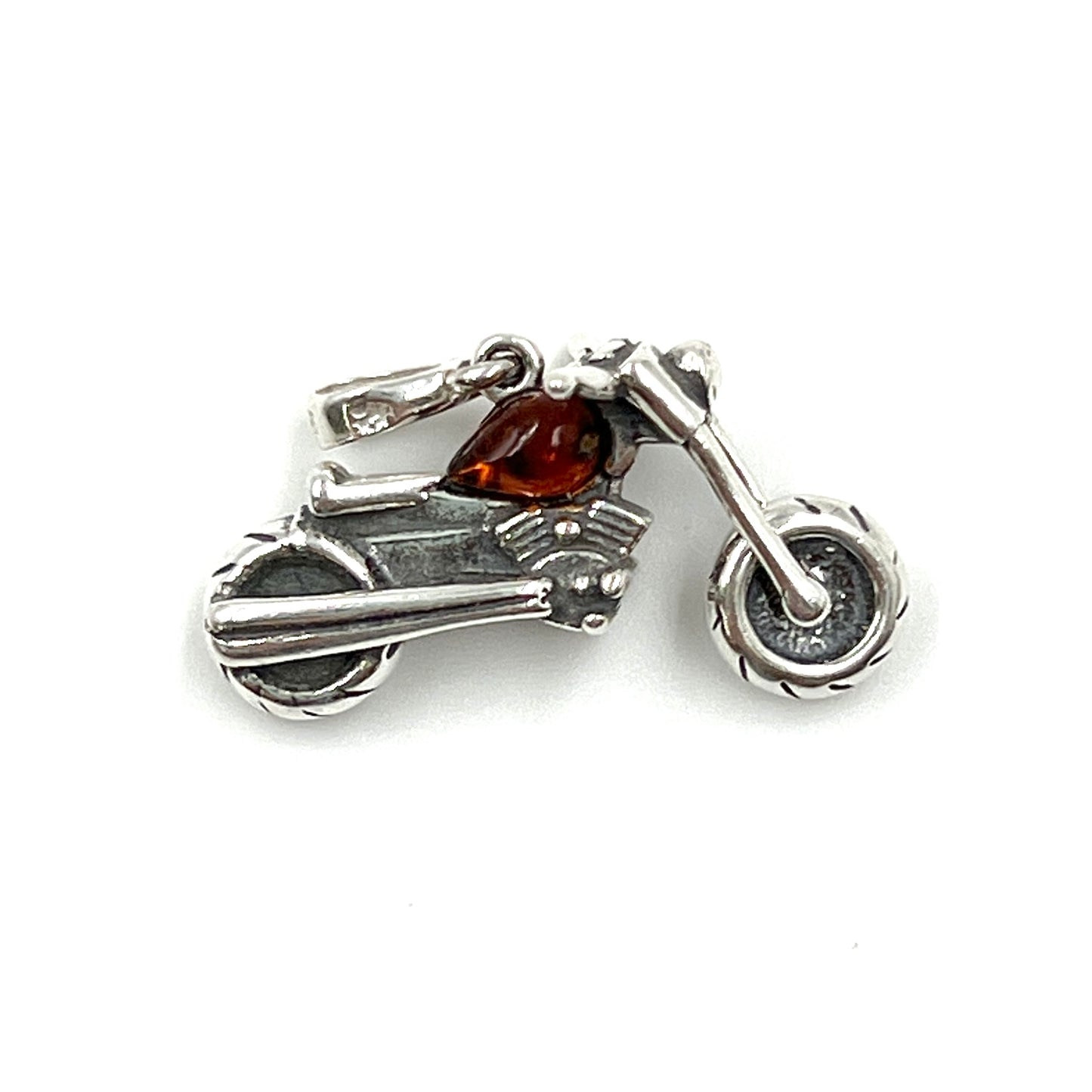 Sterling Silver Amber Motorcycle Pendants