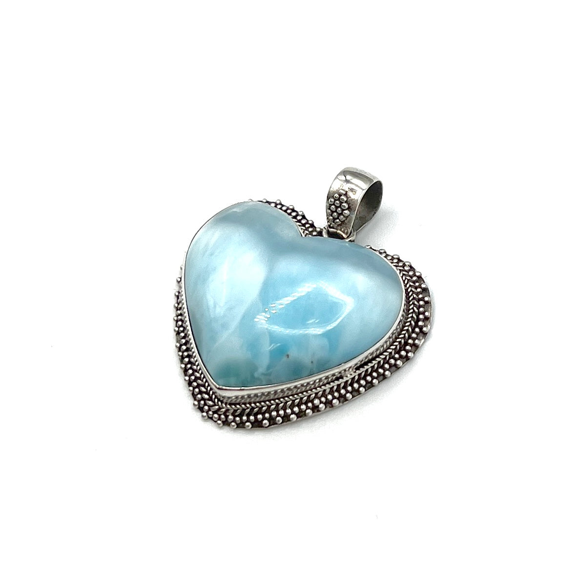 Sterling Silver Larimar Heart Pendants