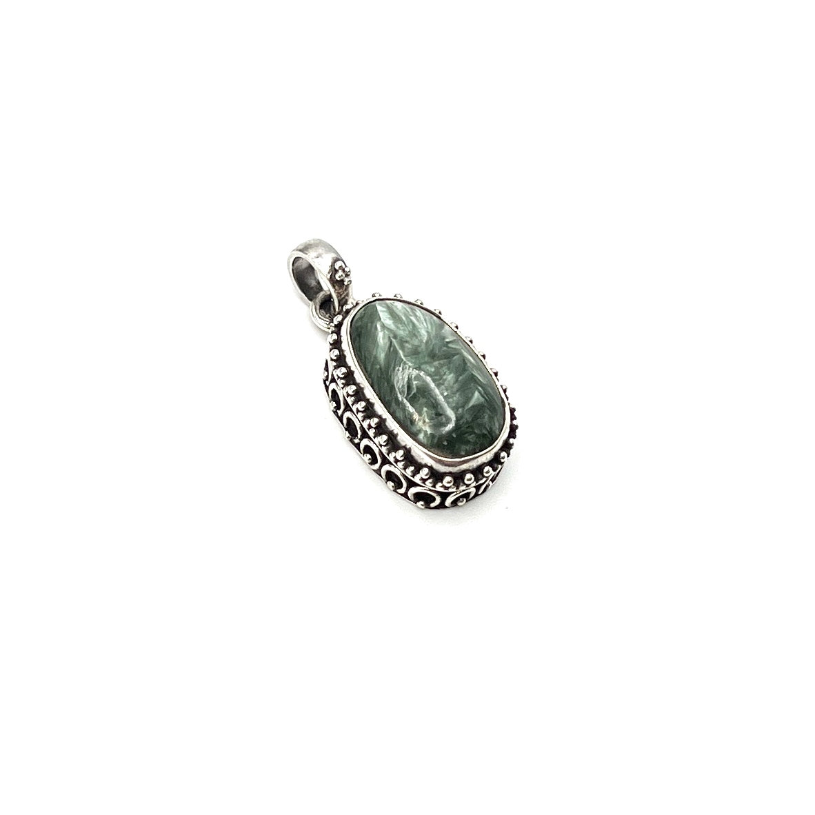 Sterling Silver Beaded Seraphinite Pendants