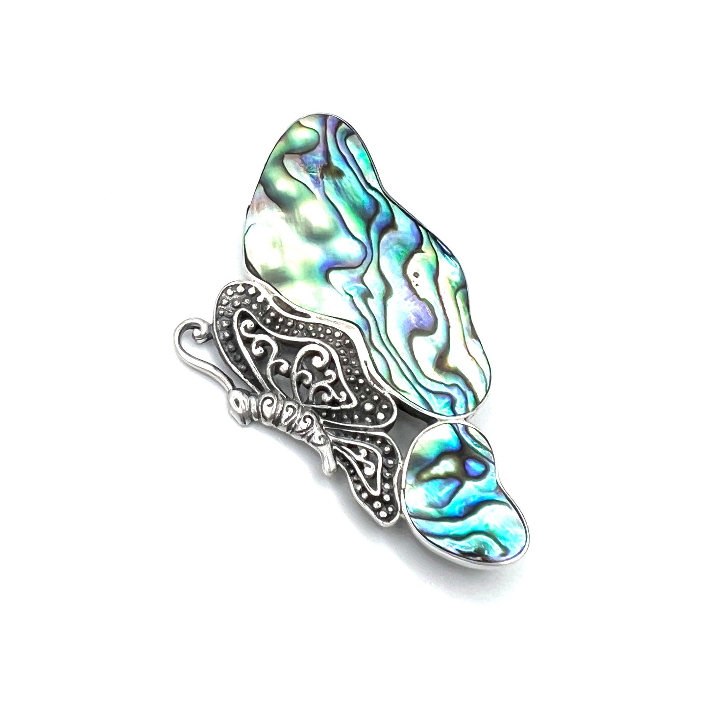 Sterling Silver Abalone Butterfly Pendant/Brooch