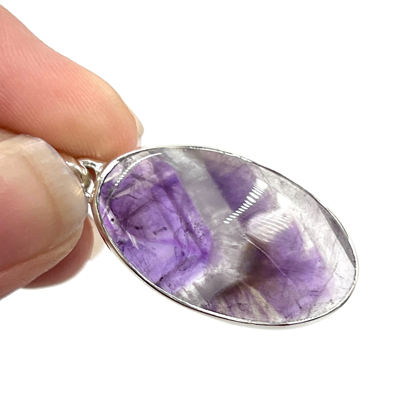 Chevron Amethyst Oval Pendants