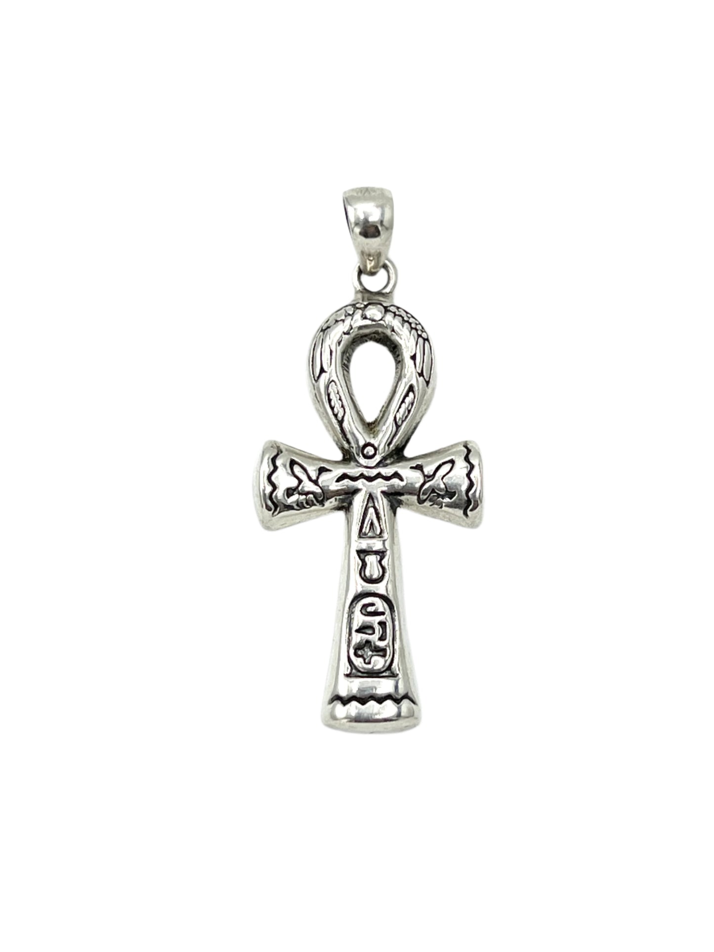 Silver Hieroglyphics Ankh Pendants