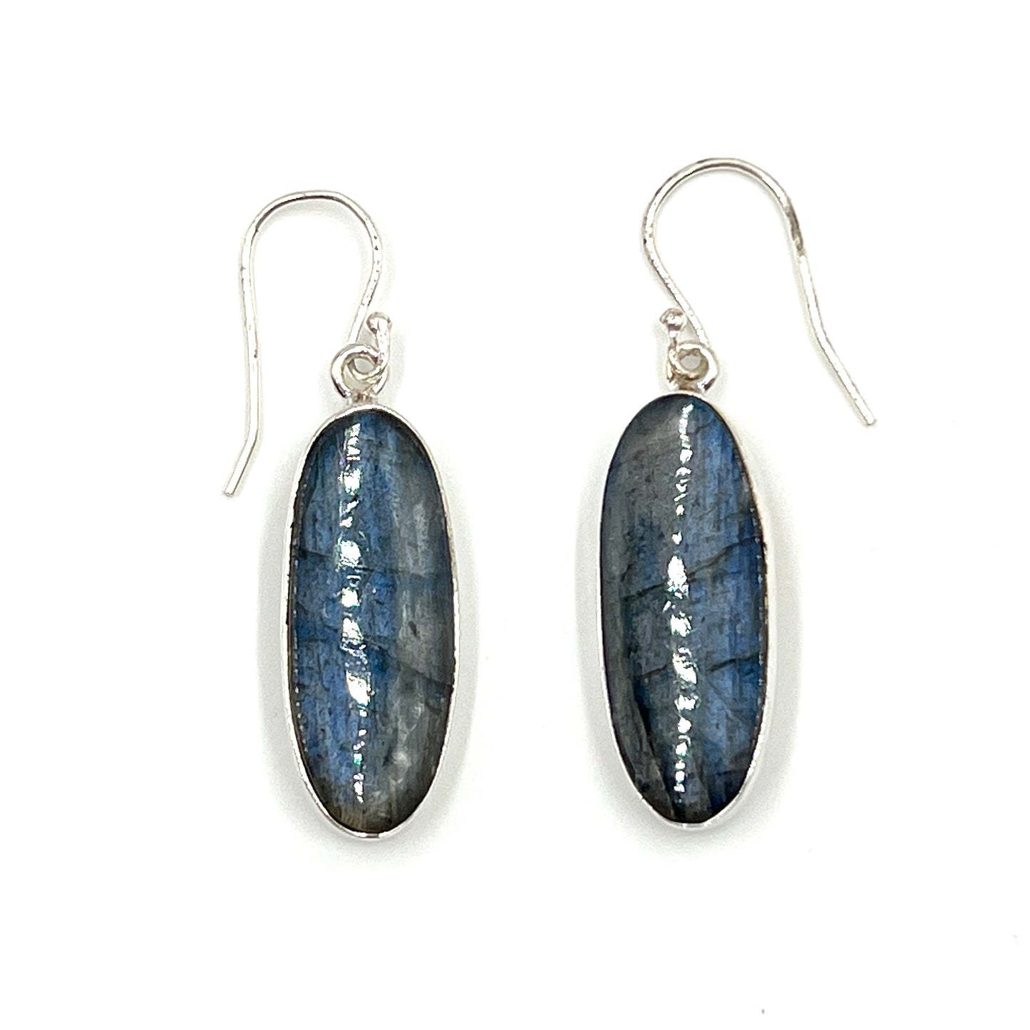 Sterling Silver Oval Labradorite Earrings