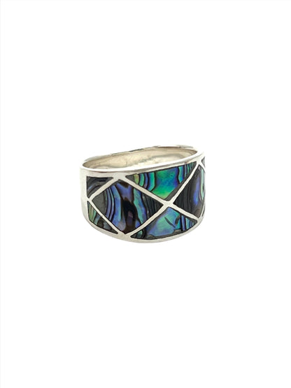 Sterling Silver Shell Large Geometric Ring