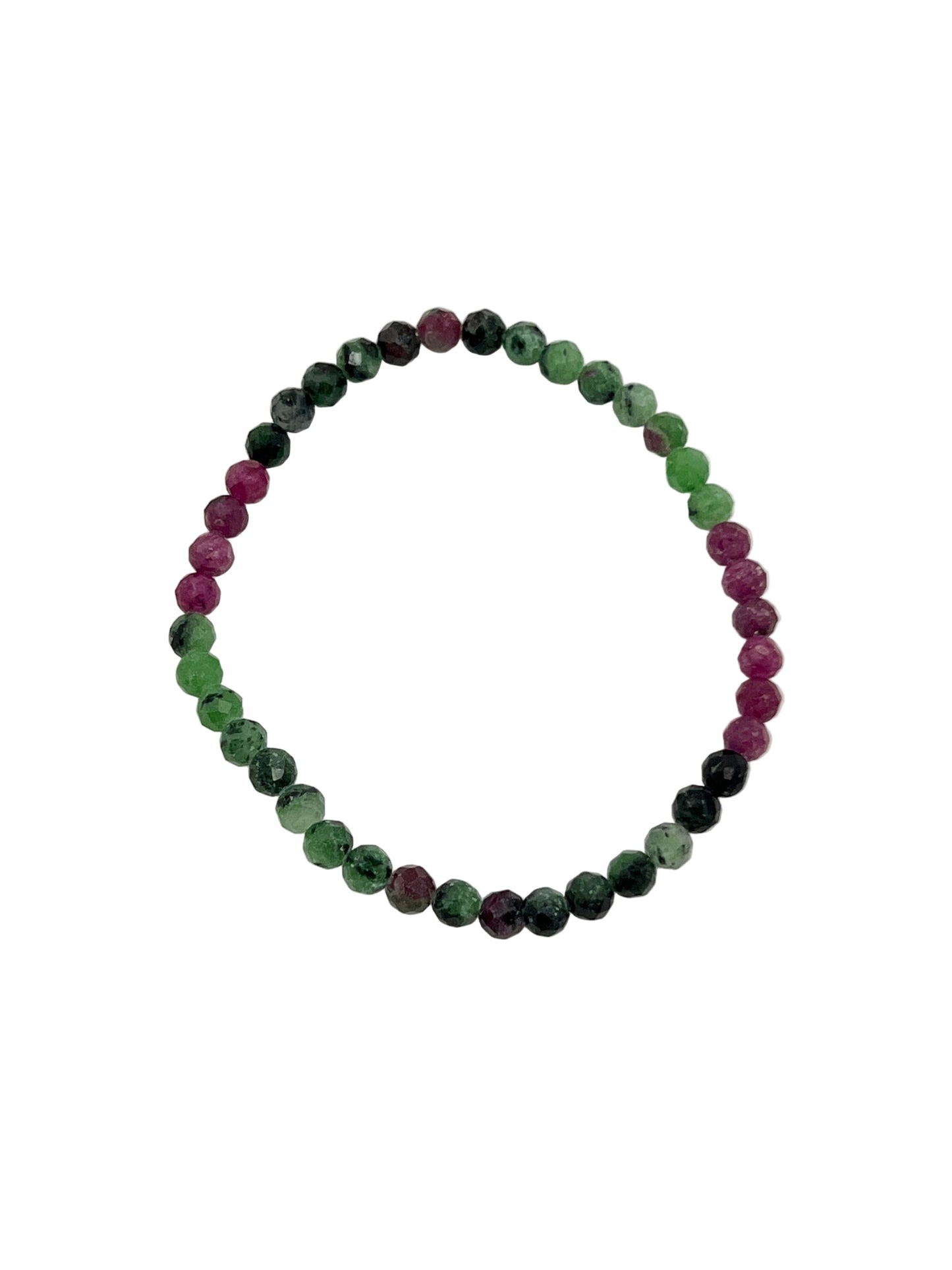Faceted Ruby Fushcite Beaded Bracelet