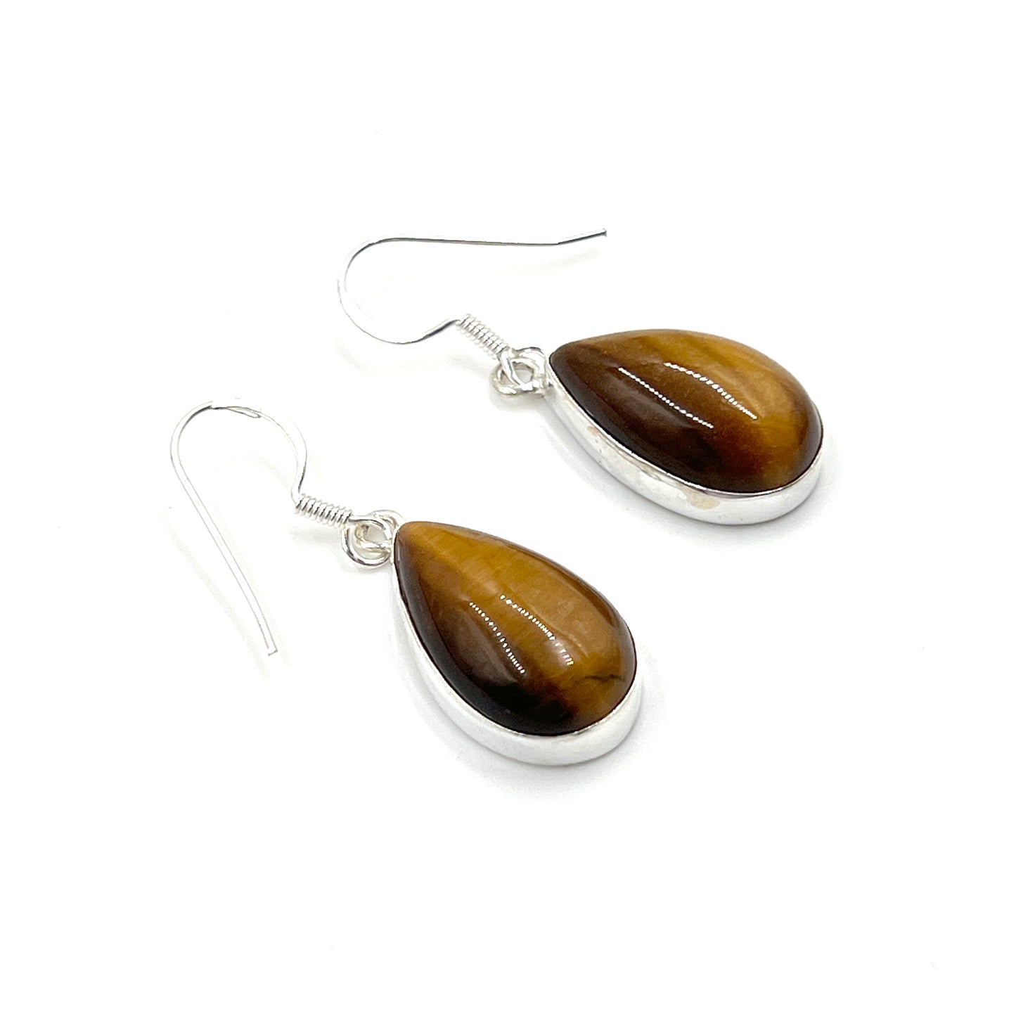 Sterling Silver Teardrop Tigers Eye Earrings