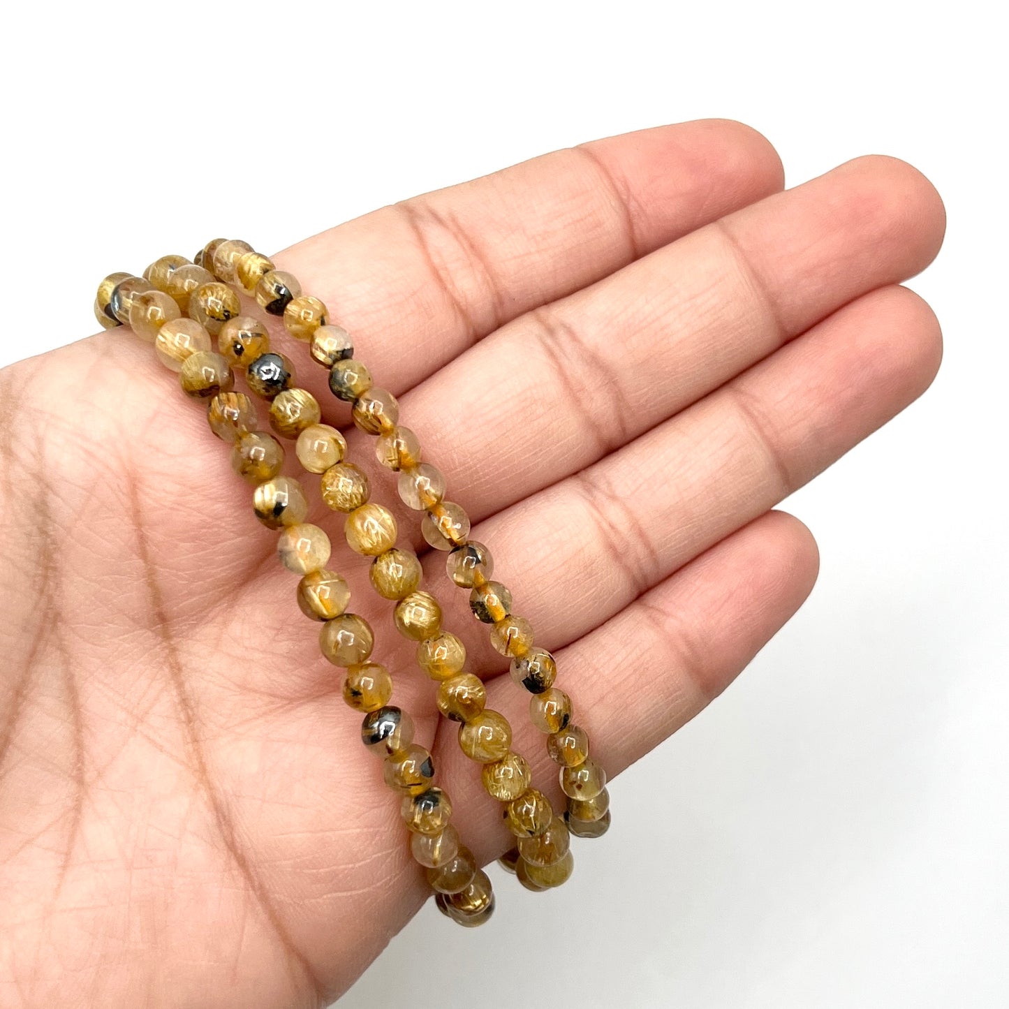 A+ Golden Rutilated Clear Quartz Stretchy Bracelets