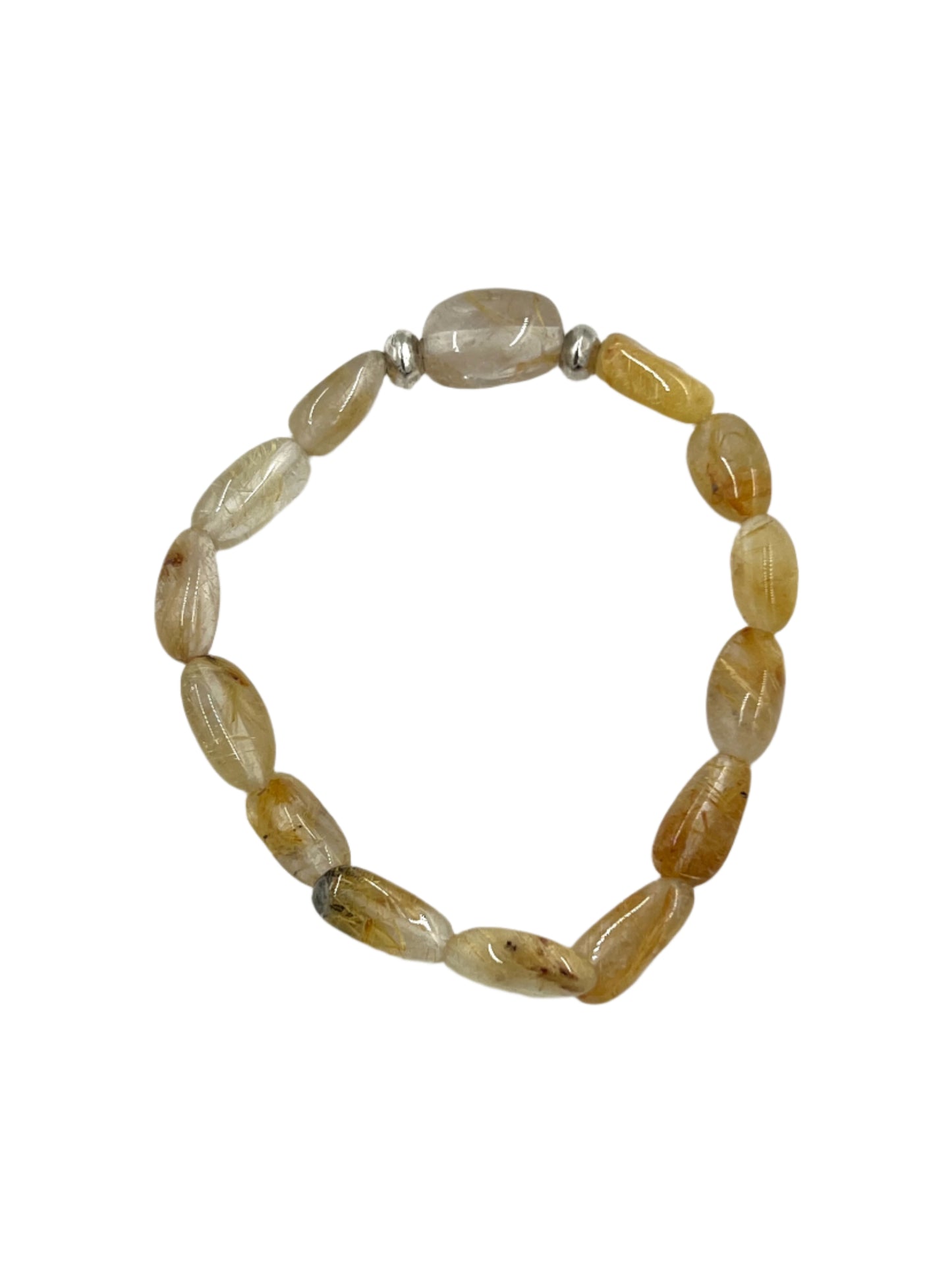 Gold Rutilated Clear Quartz Stretchy Bracelets