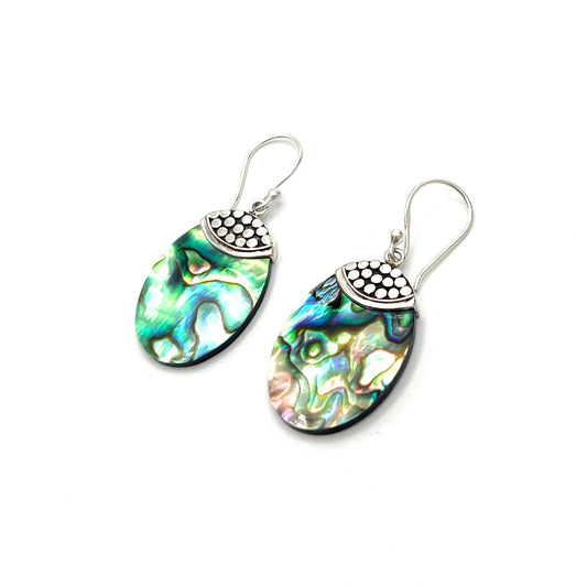 Sterling Silver Oval Abalone Earrings