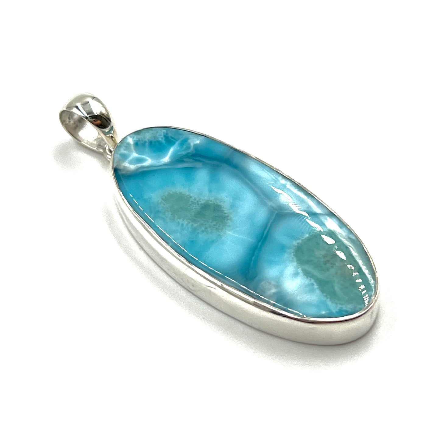 Sterling Silver Oval Larimar Pendants