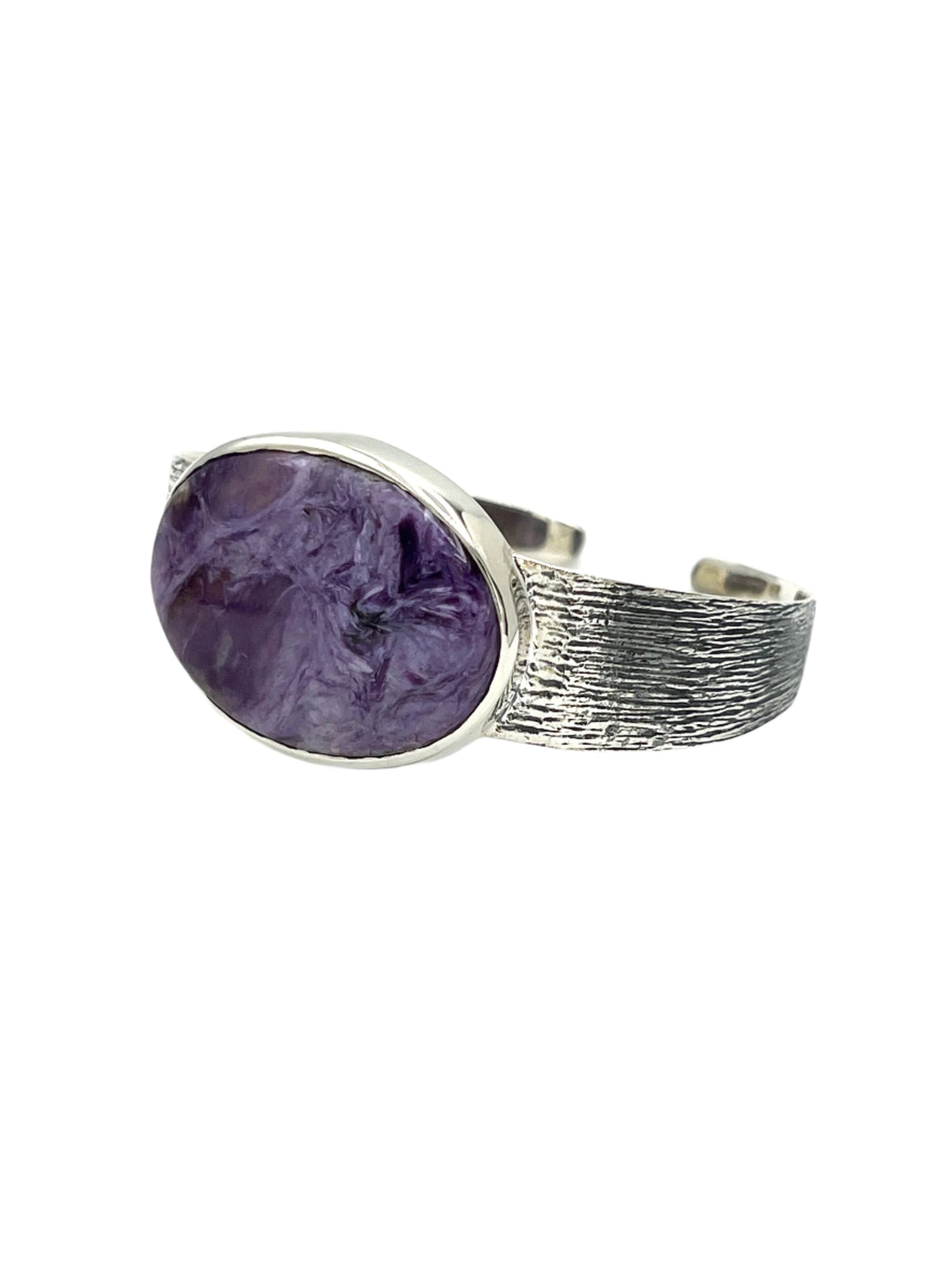 Silver Charoite Oval Cuff