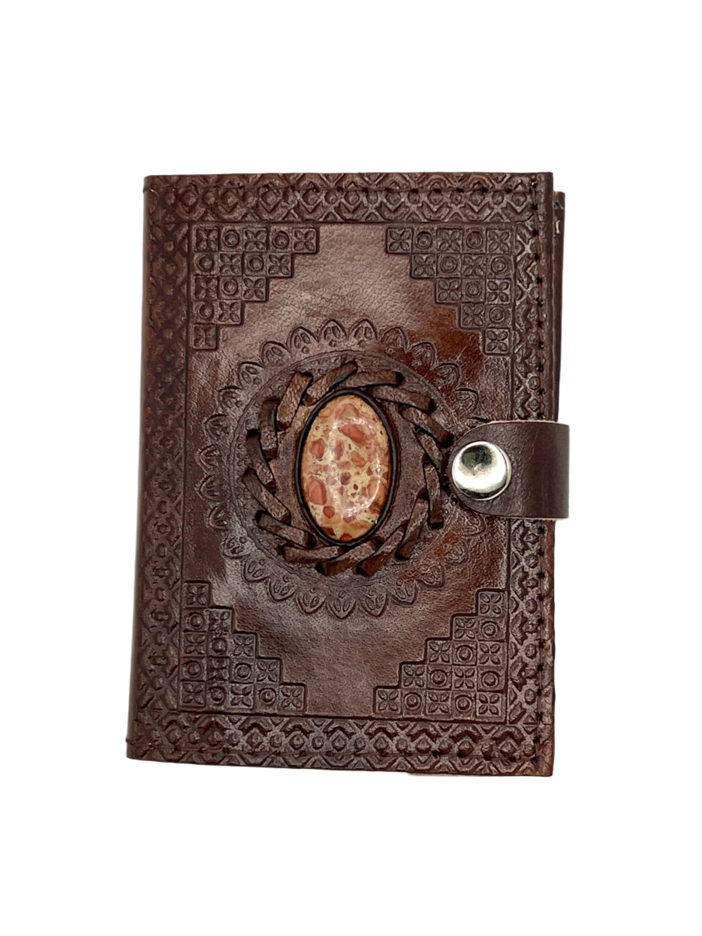 Camel Leather Gemstone Journal | Mandala | 5" x 3.5" x 1/2"