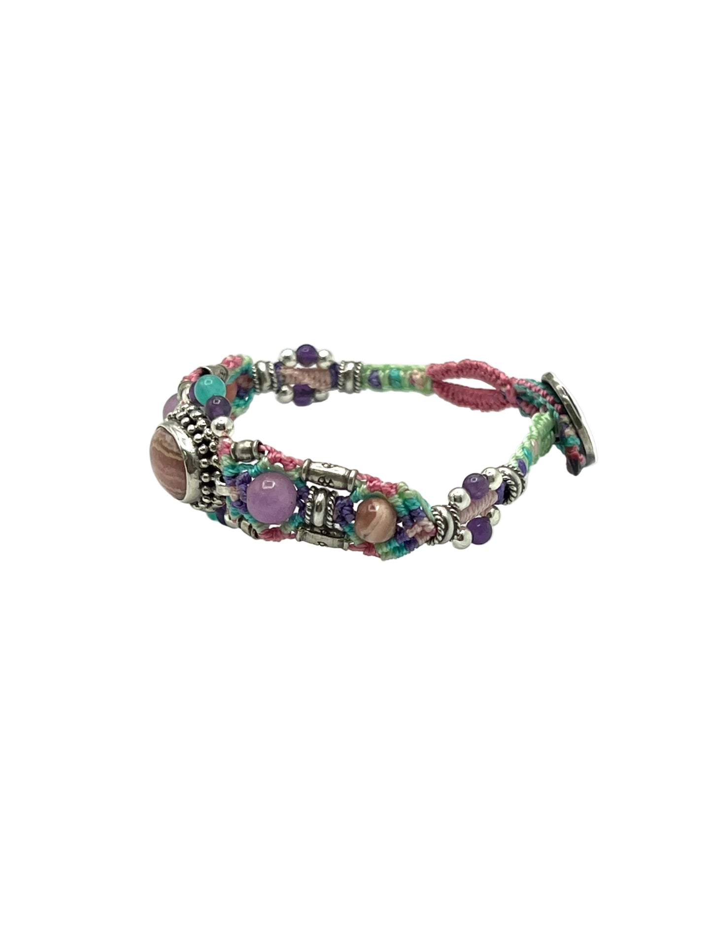 Macrame Rhodochrosite Bracelet