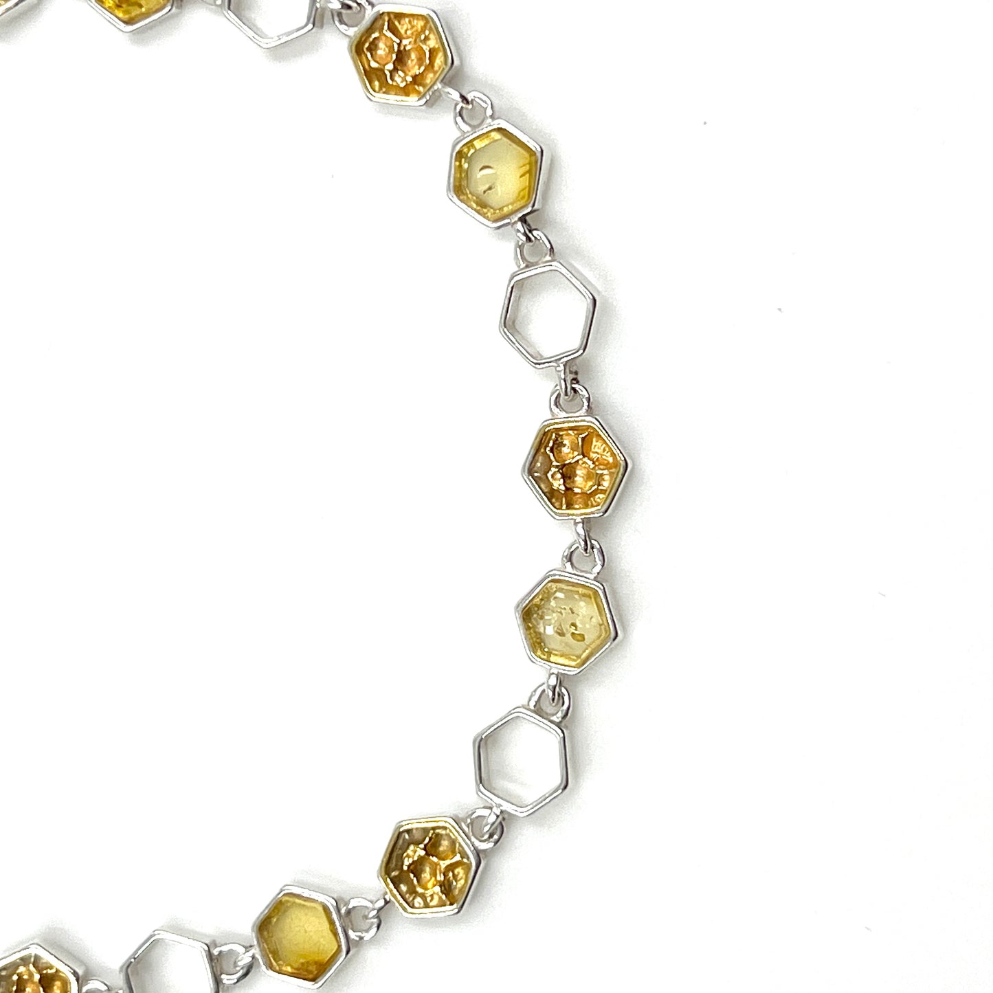 Sterling Silver Amber Honey Comb Bracelet