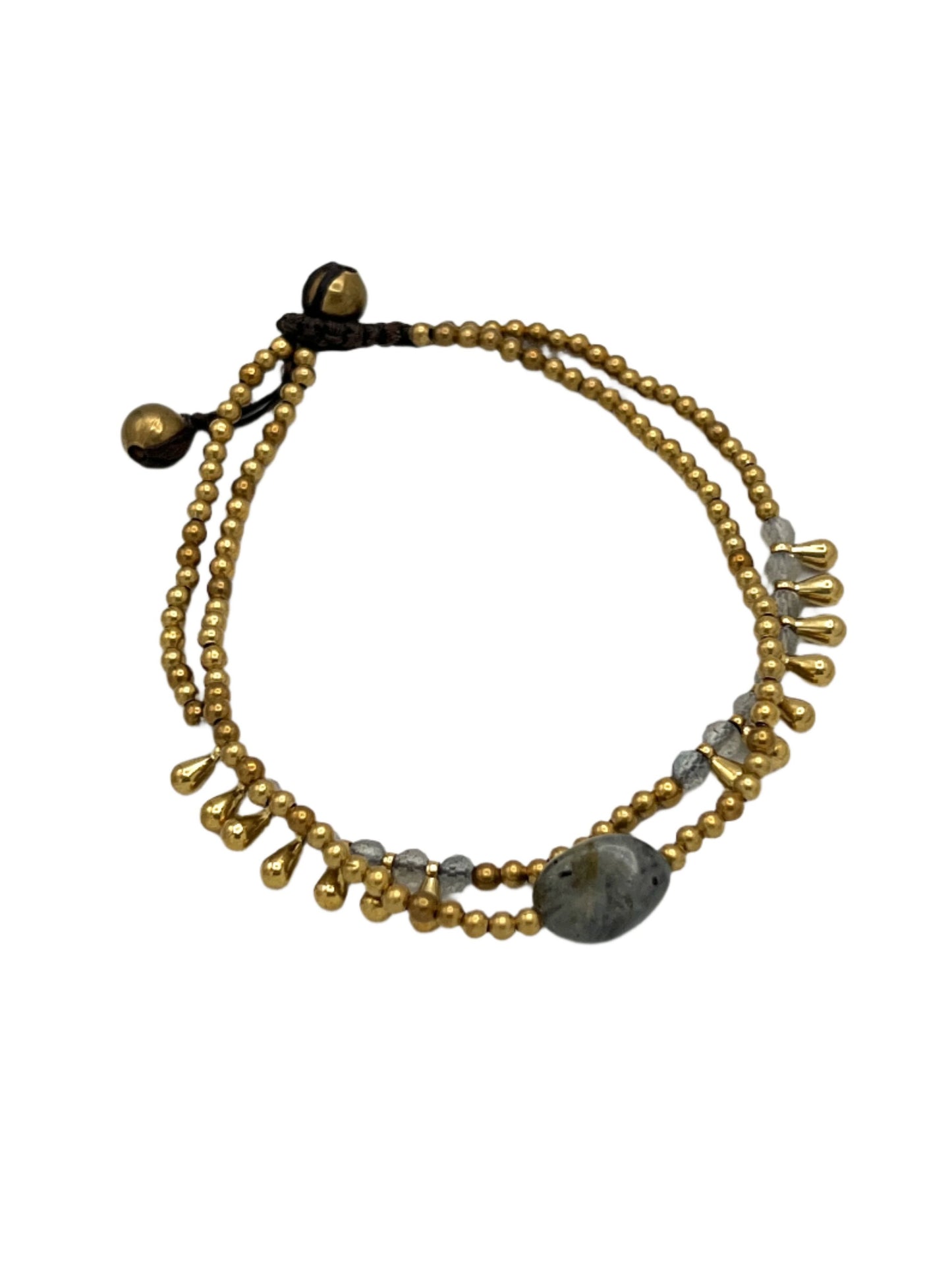 Gemstone Teardrop Brass Bracelet