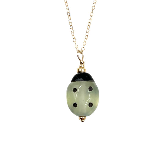 Jade Lady Bug Gold Filled Necklace