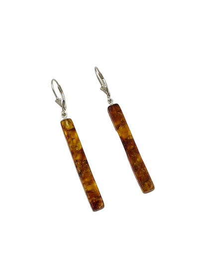 Silver Amber Drop Earrings