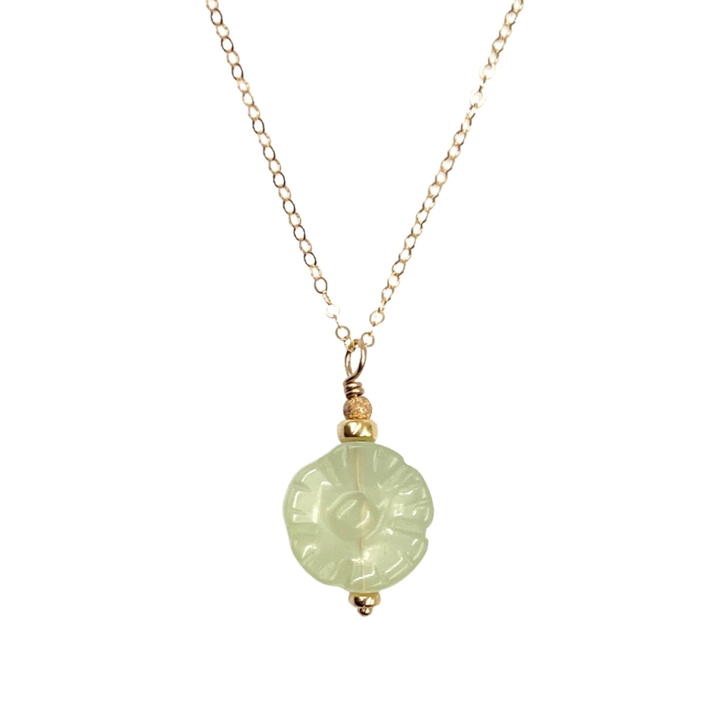 Jade Flower Gold Filled Necklace