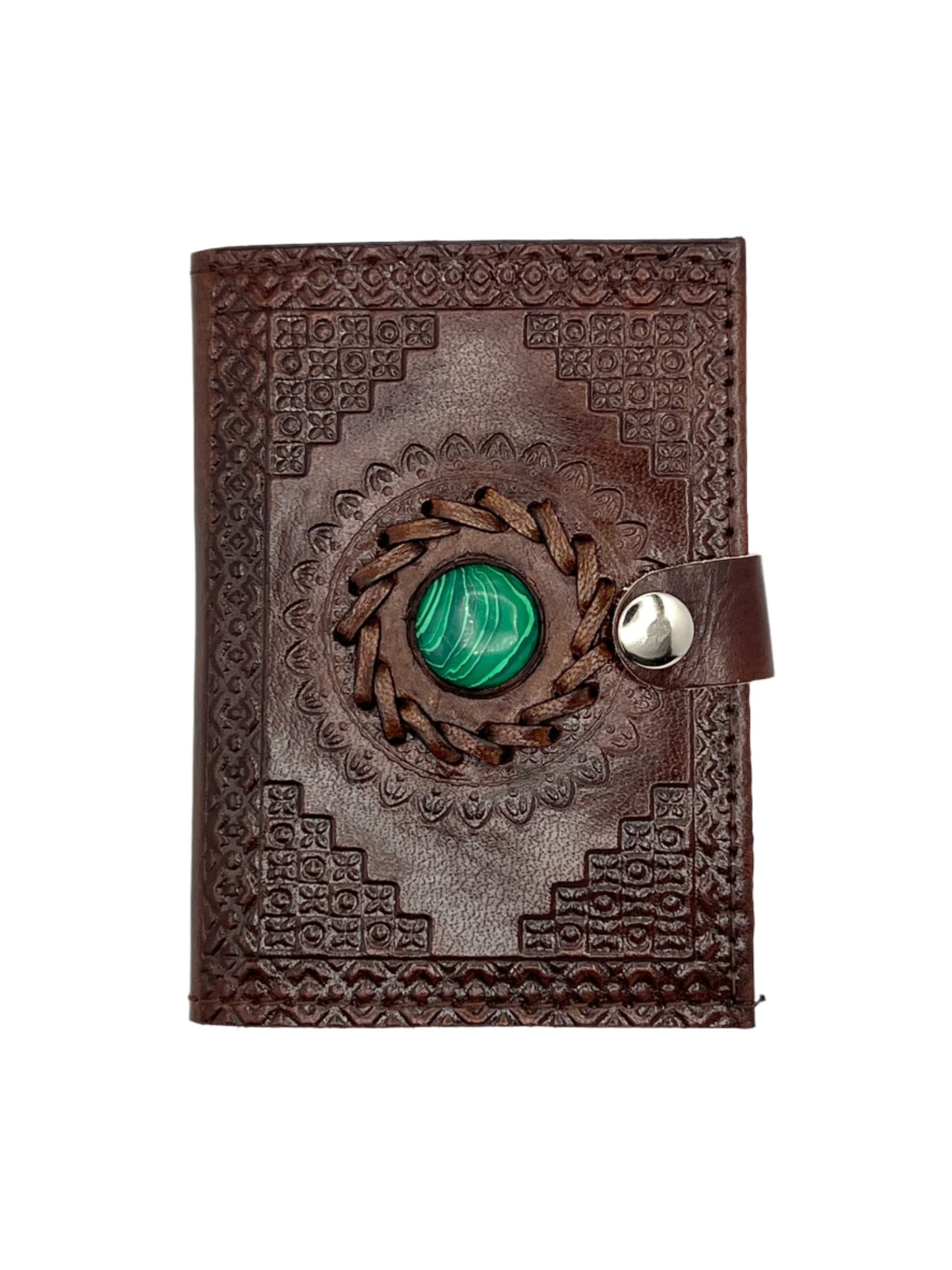 Camel Leather Gemstone Journal | Mandala | 5" x 3.5" x 1/2"