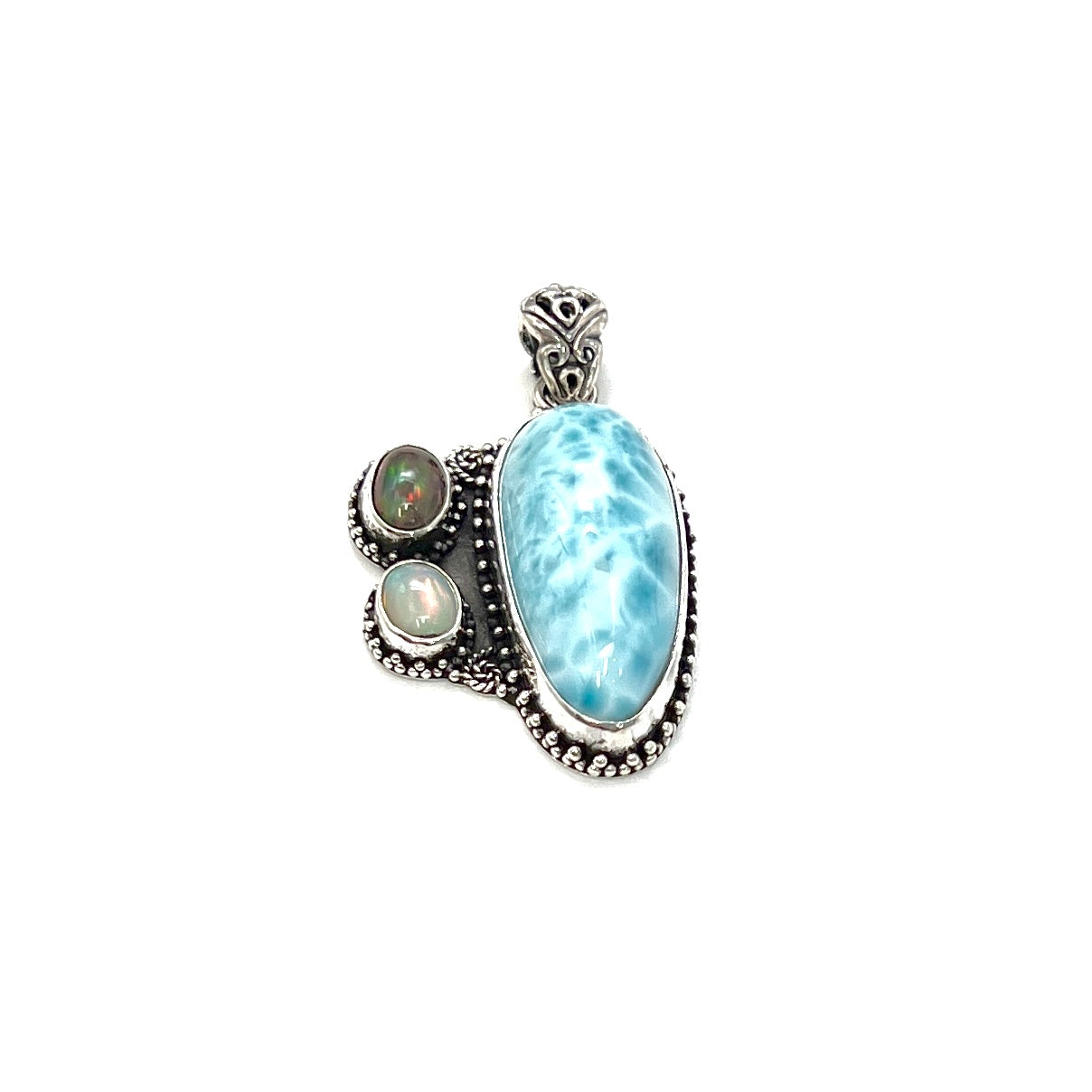 Sterling Silver Larimar & Opal Pendants