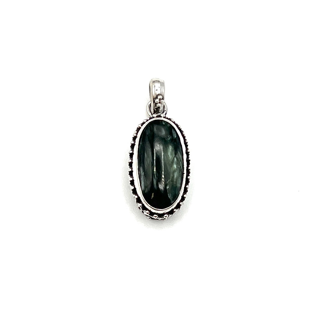 Sterling Silver Beaded Seraphinite Pendants