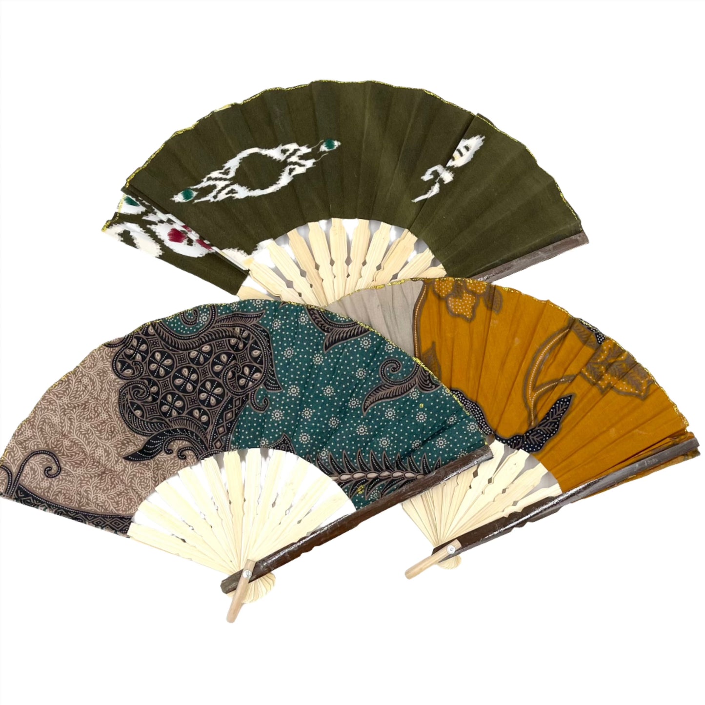 Balinese Batik Fabric Hand Fans