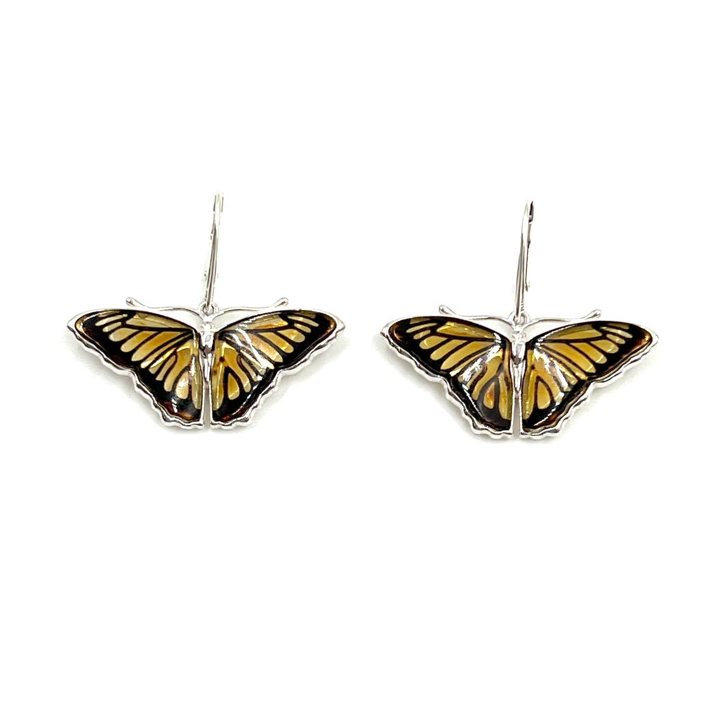 Sterling Silver Amber Butterfly Earrings