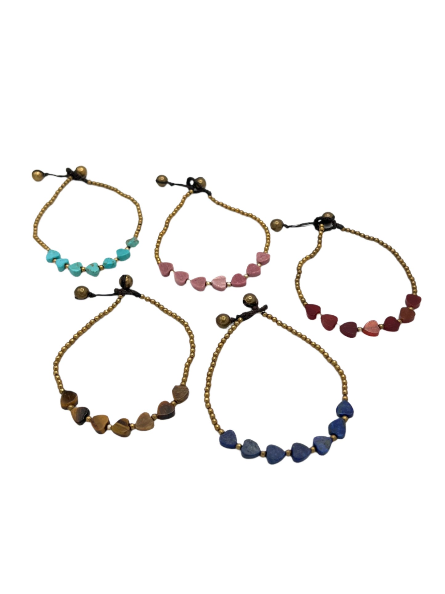 Gemstone Multi Heart Brass Bracelet