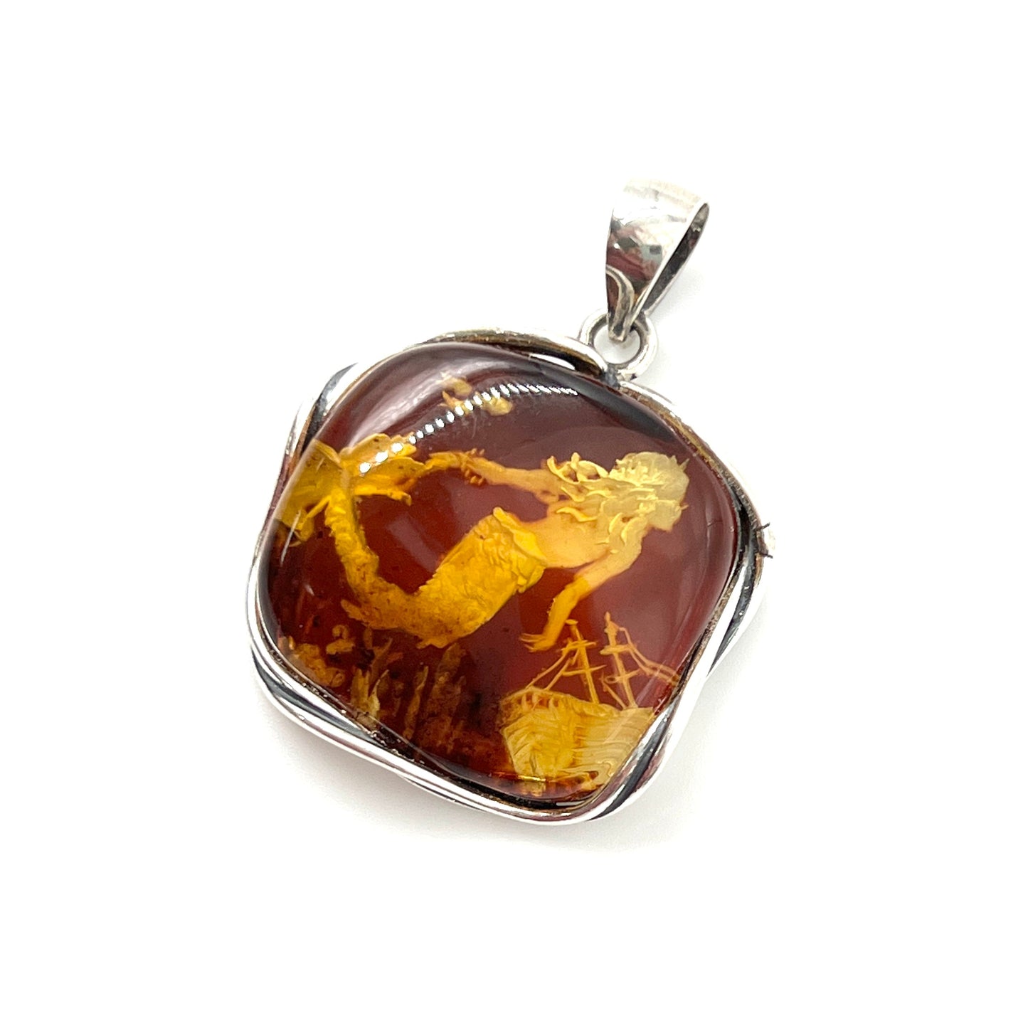 Handcarved Amber Mermaid Pendants