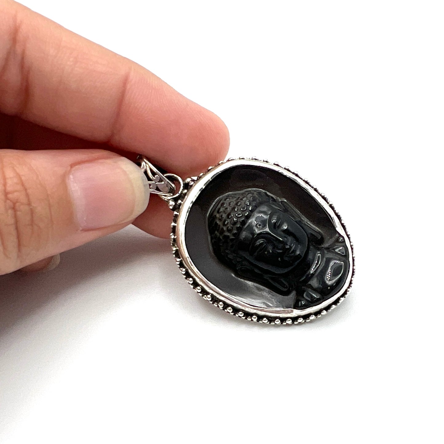 Black Obsidian Buddha Pendants