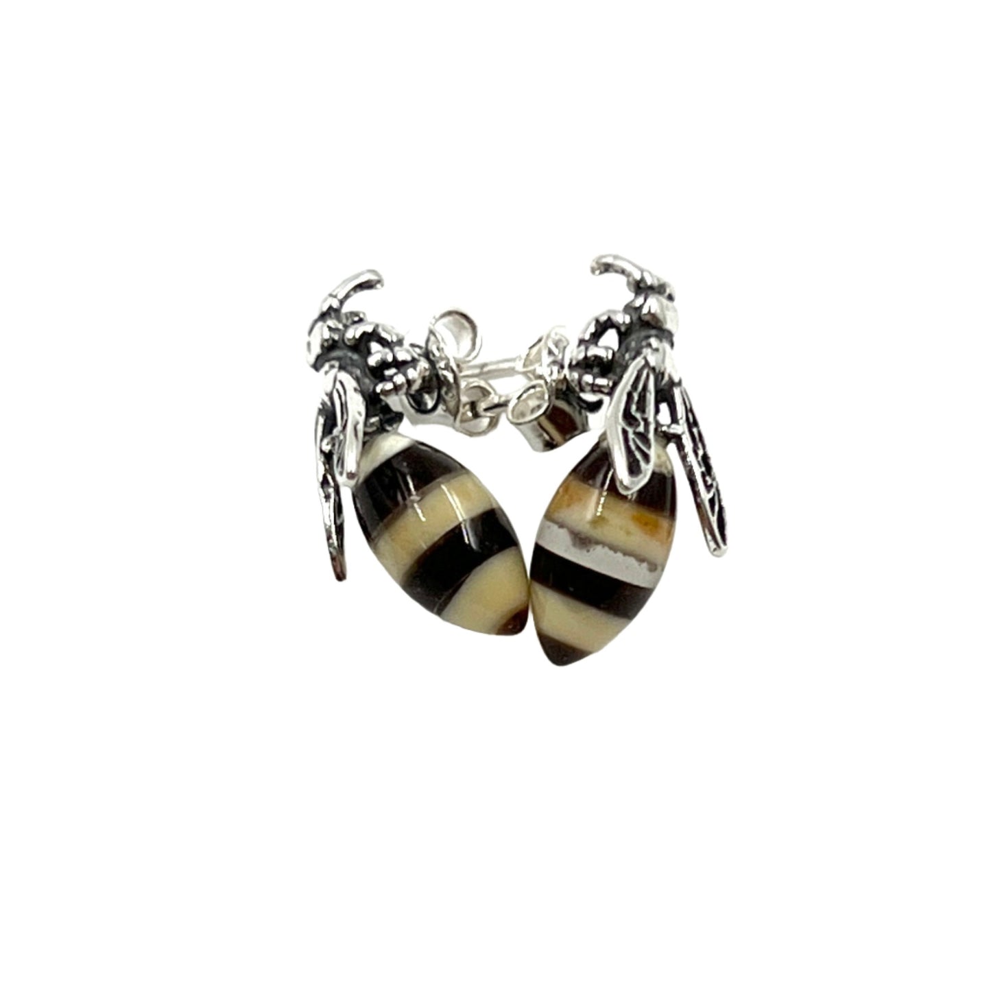 Sterling Silver Amber Bee Studs