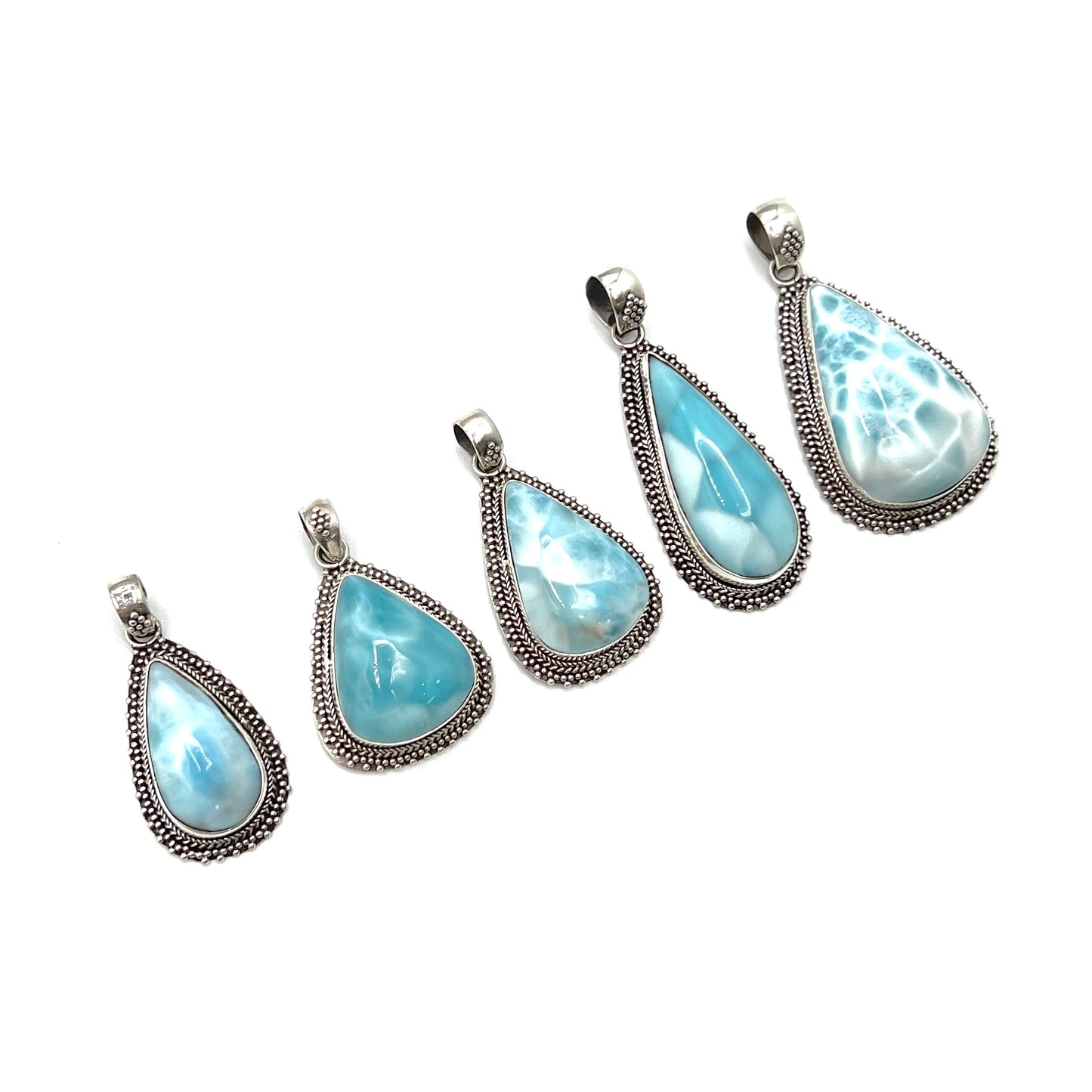 Sterling Silver Larimar Teardrop Pendants