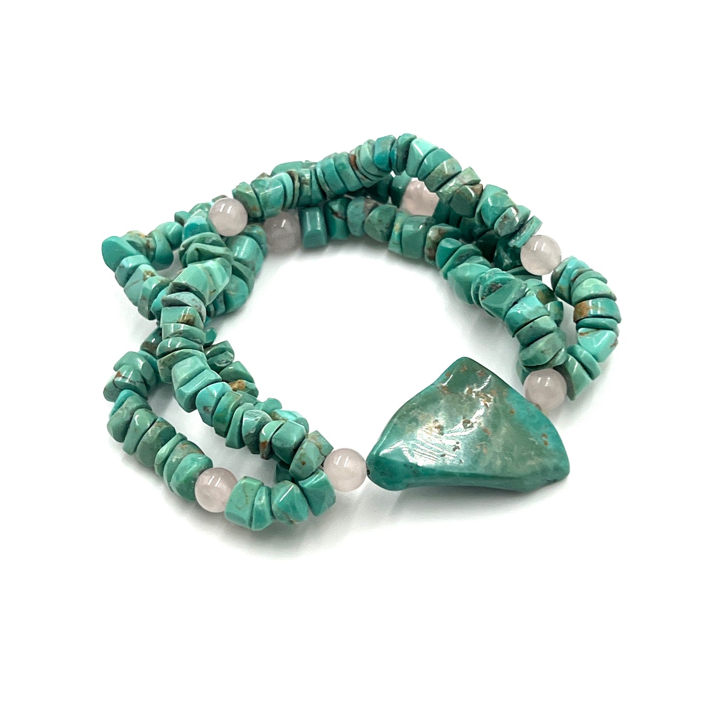 Turquoise Three strand Bracelets with Rose Quartz