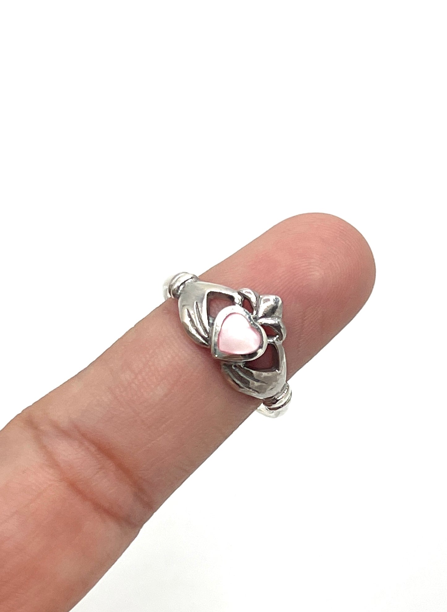 Sterling Silver Shell Claddagh Heart Rings
