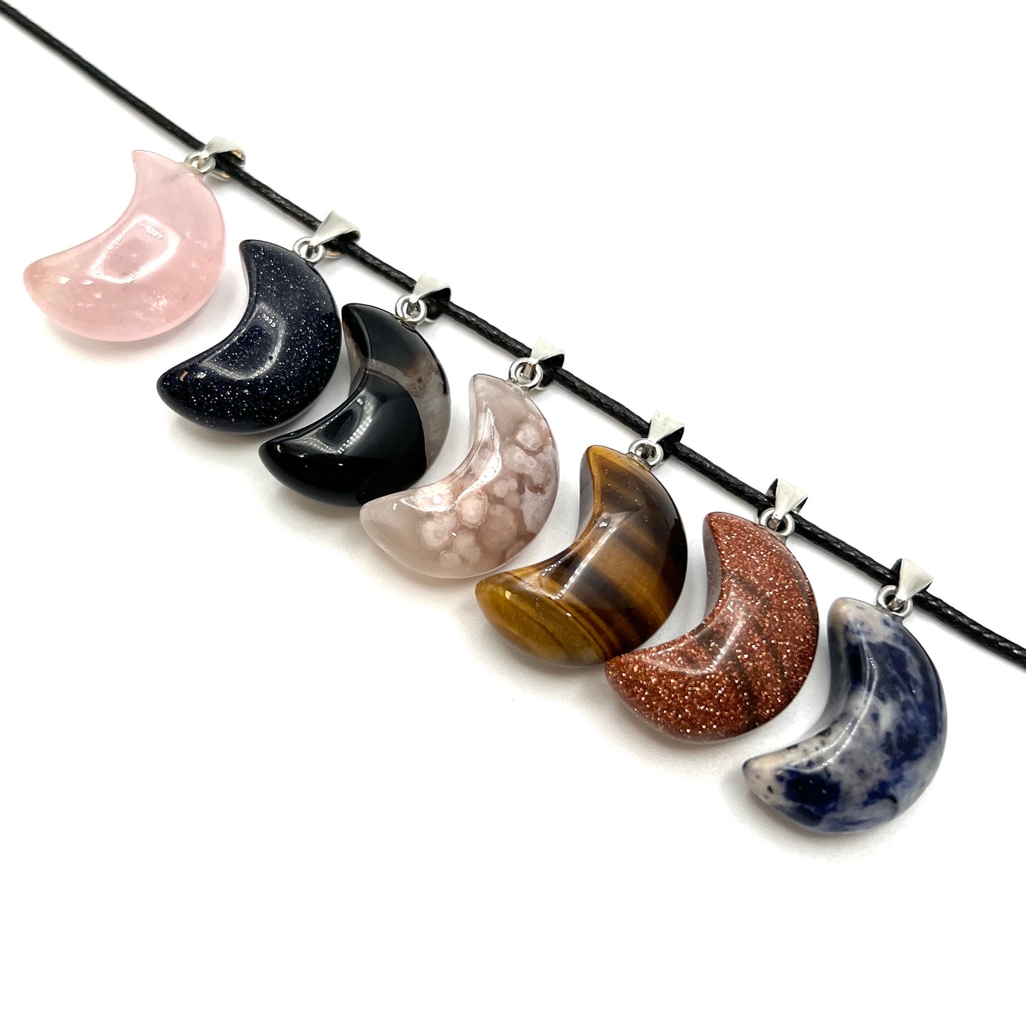 Gemstone Moon Pendants