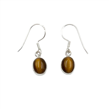 Sterling Silver Oval Tigers Eye Earrings
