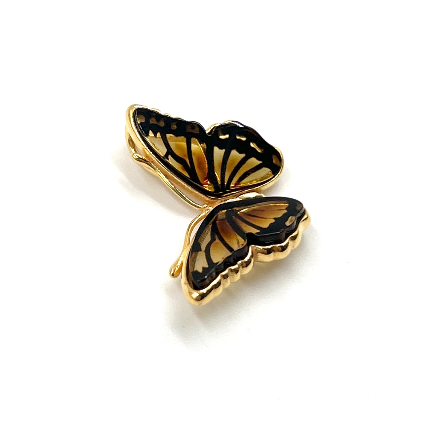 Gold Plated Silver Amber Butterfly Pendants