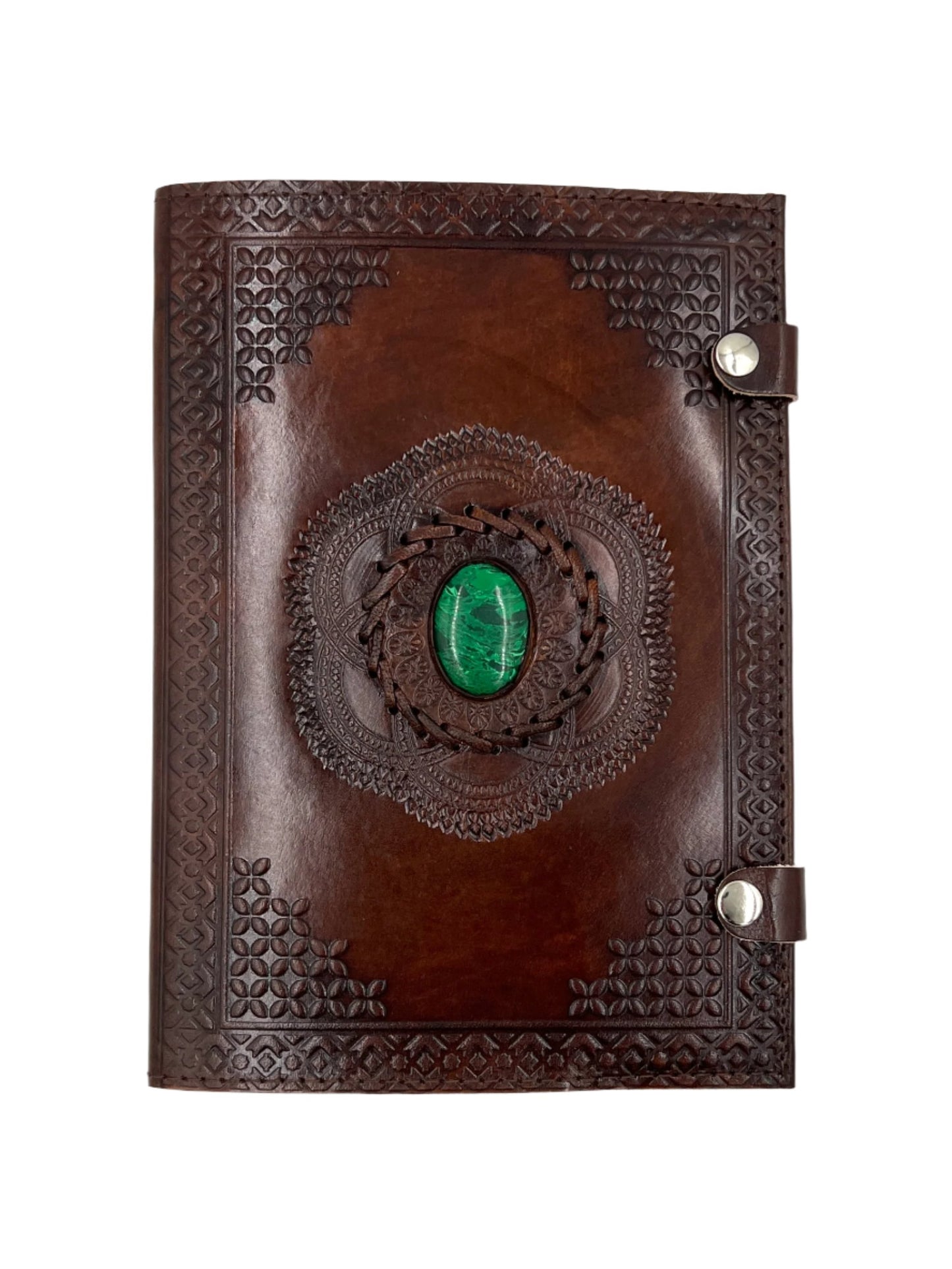 Camel Leather Gemstone Journal | Lotus | 10" x 7" x 1/2"