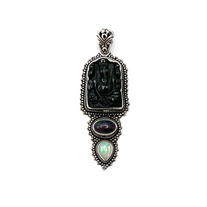 Ganesh Moldavite & Opal Pendants