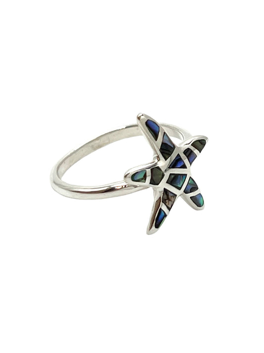 Sterling Silver Abalone Starfish Ring