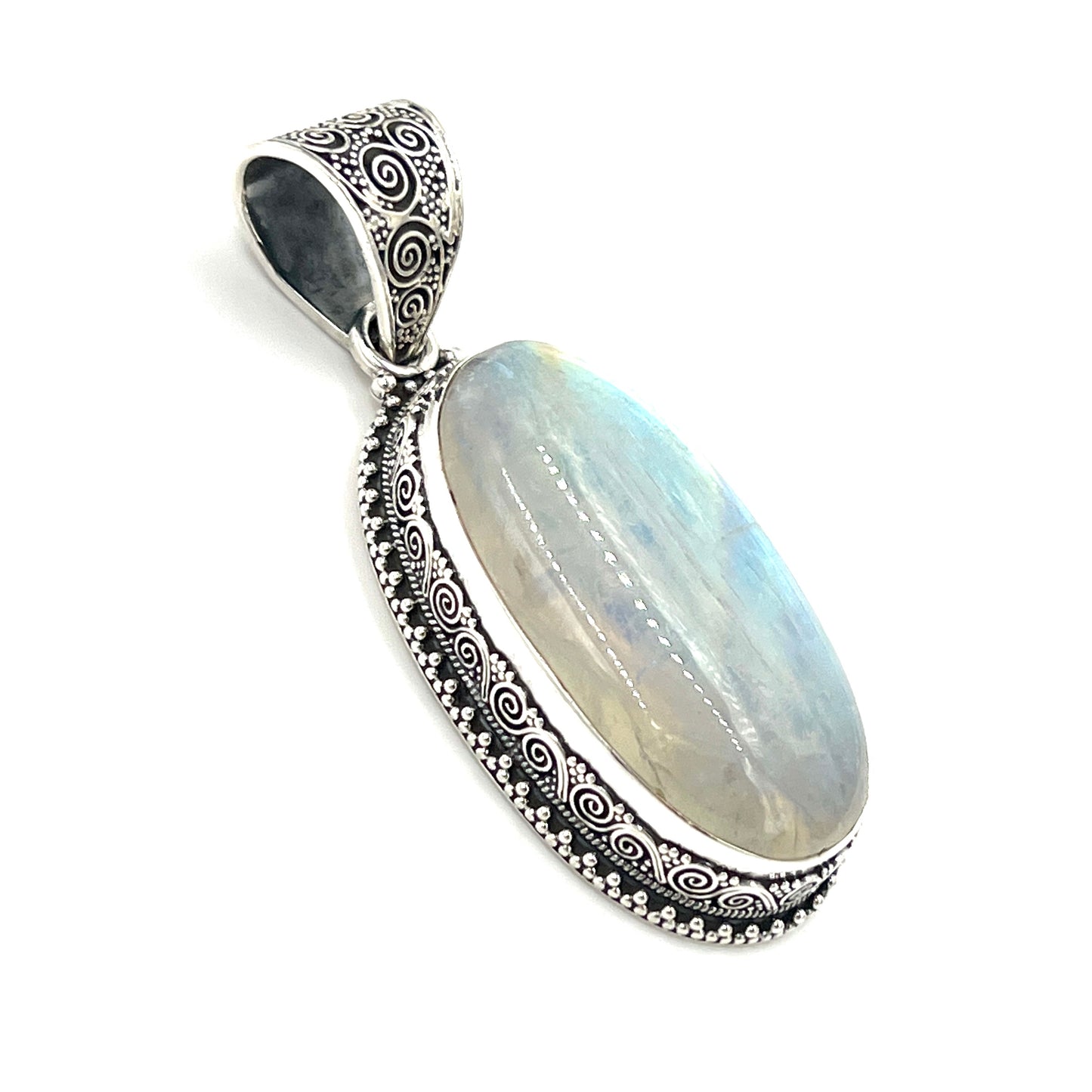 Sterling Silver Filigree Oval Moonstone Pendants