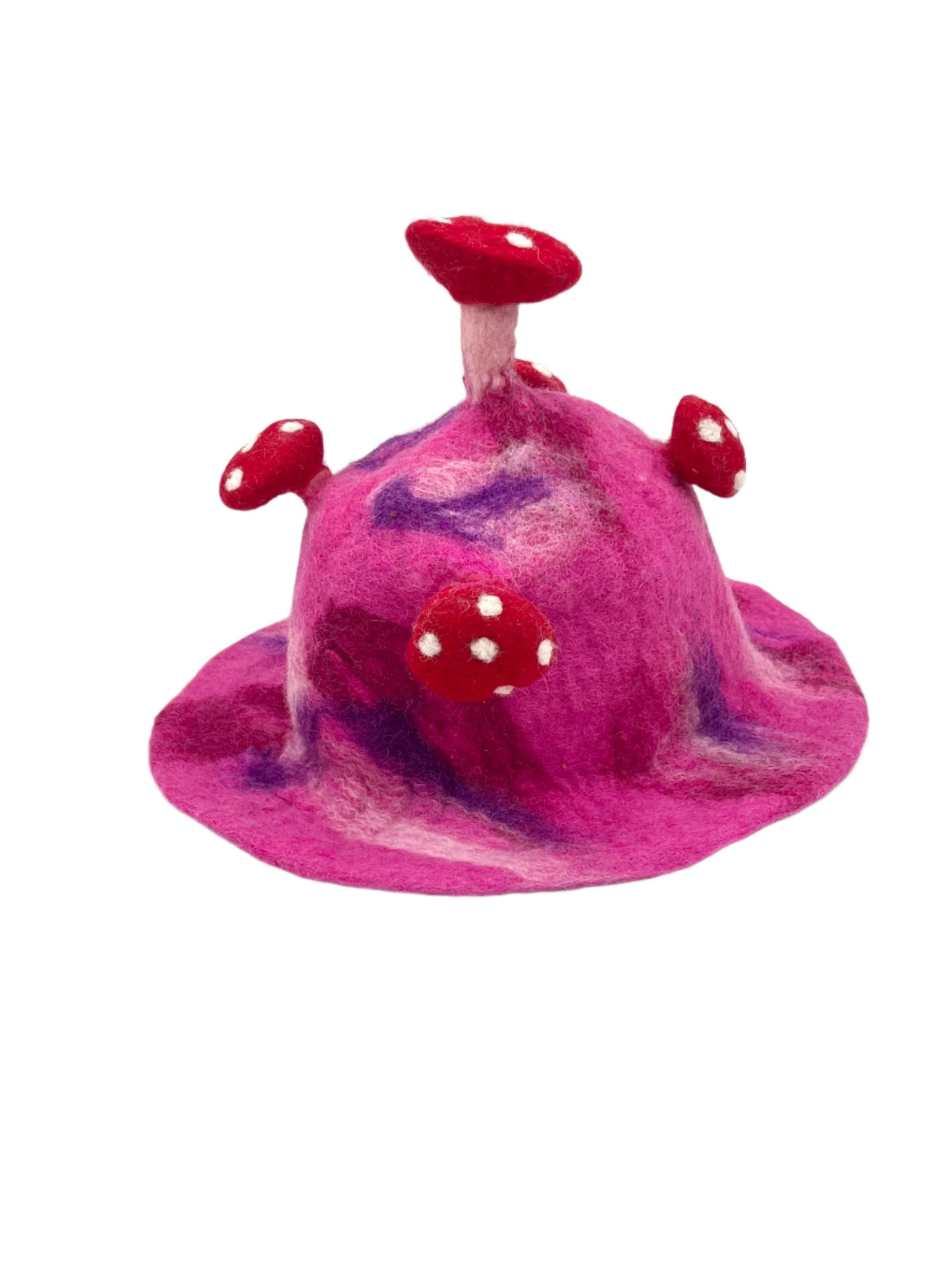 Hand felted Mushroom Wool Hats | Pink