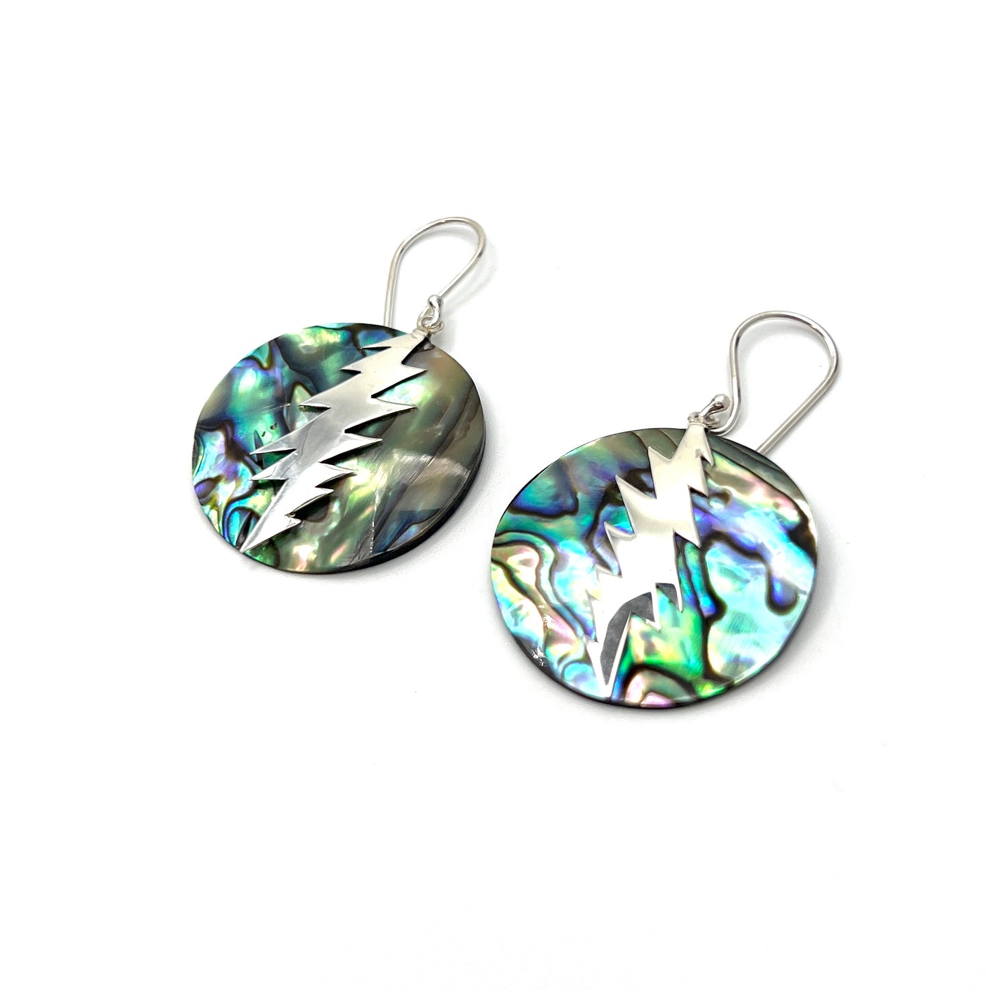 Sterling Silver Bolt Abalone Earrings